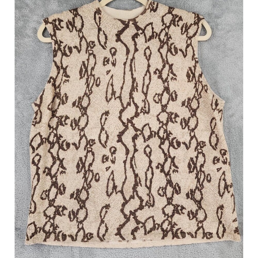 Kathie Lee Shirt Womens XL Gold Metallic Animal Print Sleeveless‎ Sweater Vest